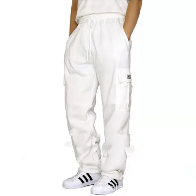Men's Trousers Work Attire Foot Drawstring Leisure Sports Thickened Pocket Solid Color Four Seasons Loose Pants 1