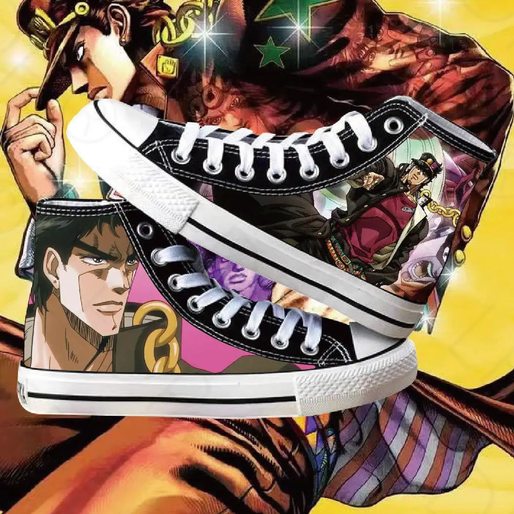 

Холщовые ботинки для косплея Джоджо, Повседневная Удобная обувь с аниме мультяшным принтом «Необычные приключения Джоджо» для студентов и женщин