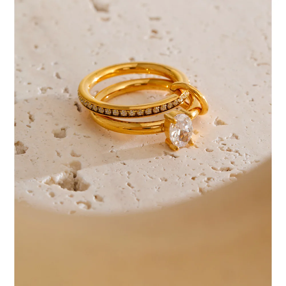 Yhpup Stacked Ring 18k Gold PVD Plated