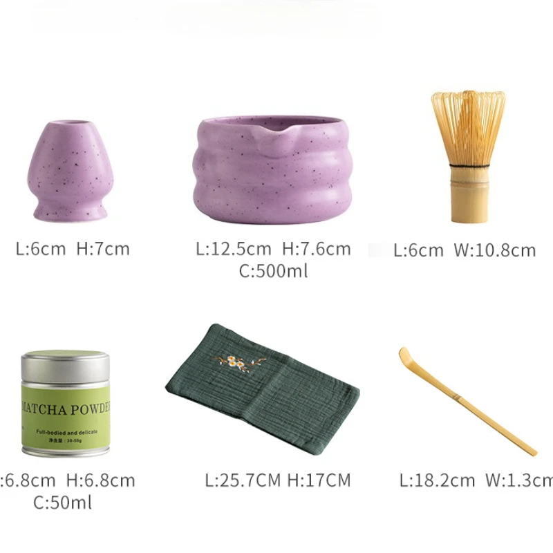 Complete Japanese Matcha Tea Set with Ceramic Bowl and Bamboo Whisk Chasen for Traditional Tea Ceremony Home Use