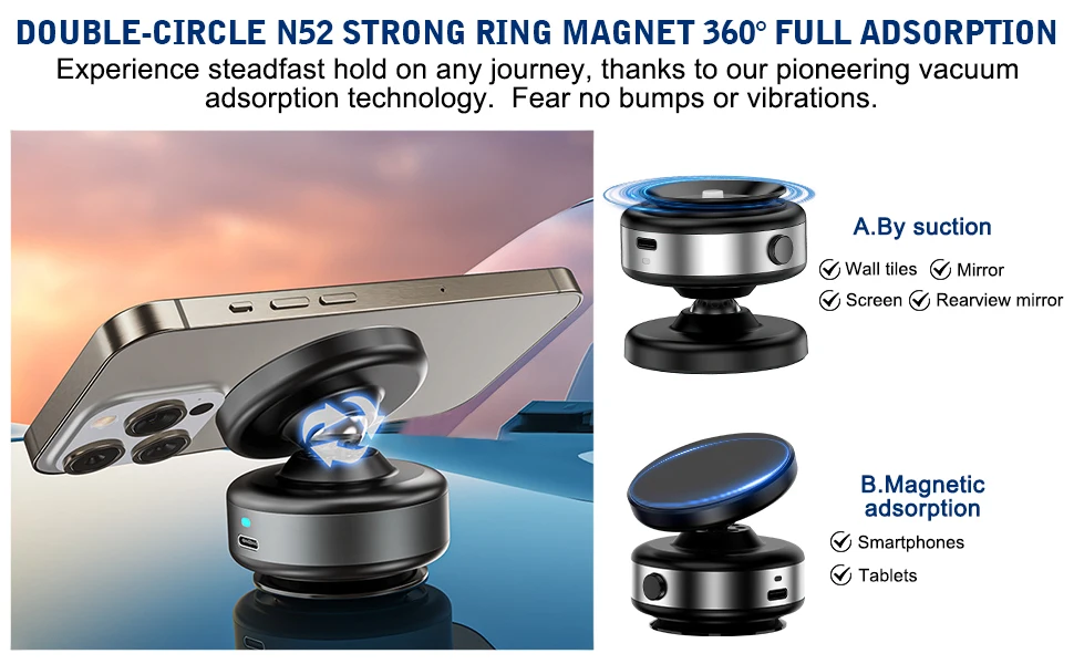 Double-circle N52 Strong Ring Magnet 360° Adsorption, No Need to Worry about Bumps or Vbrations