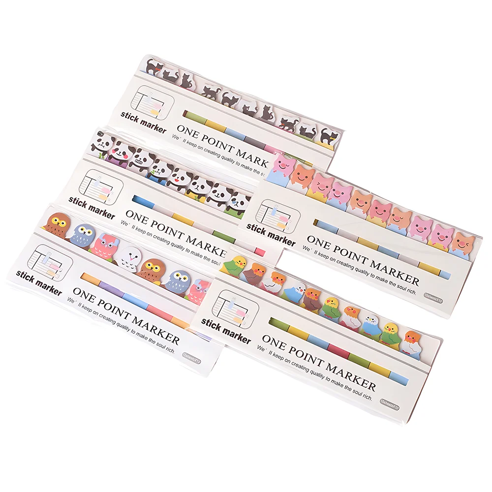 Memo Pad Sticky Notes Kawaii Small Cat Panda Music Frog Aesthetic Stationery Notepad Book Post Bookmarks Mini Index Tab Stickers 5