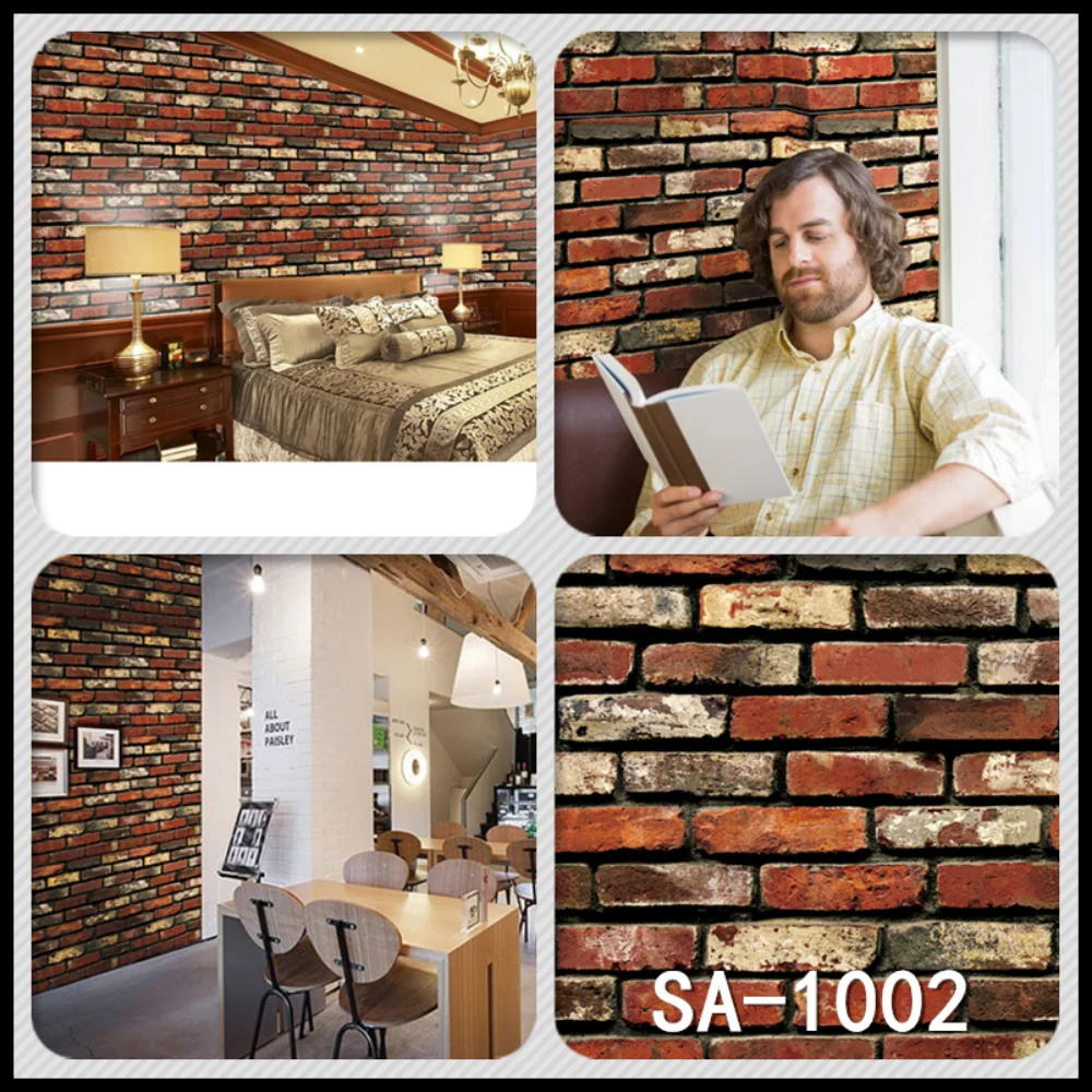 

2M/ 5M/ 10M Wallpaper Home Decor 3D PVC Wood Grain Paper Brick Stone Self-Adhesive Living Room Bedroom Kitchen Wall Sticker