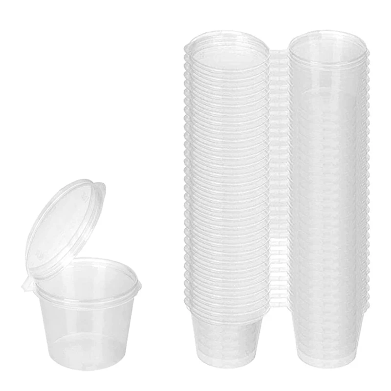 100 Pieces Small Plastic Containers 25Ml Small Sauce Pots Plastic Pots Jelly For Sauce Dips Salads