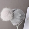 Real fox Fur Pom Poms Hat Women Outdoor Warm Skullies Beanie Winter  Hat for Women Rabbit Fur Knitted Hat Thick Cap Christmas 1