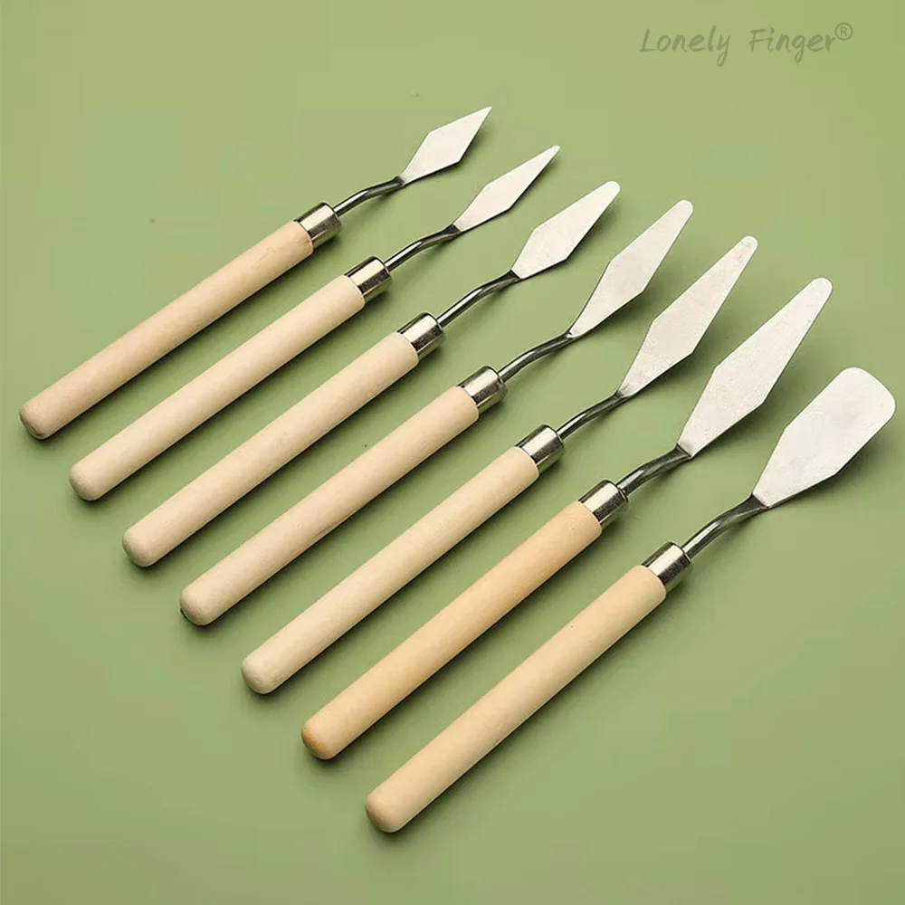 7Pcs Set Stainless Steel Oil Painting Knives, Artist Crafts Spatula, Palette Knife, Mixing Knife, Scraper Art Tools 4