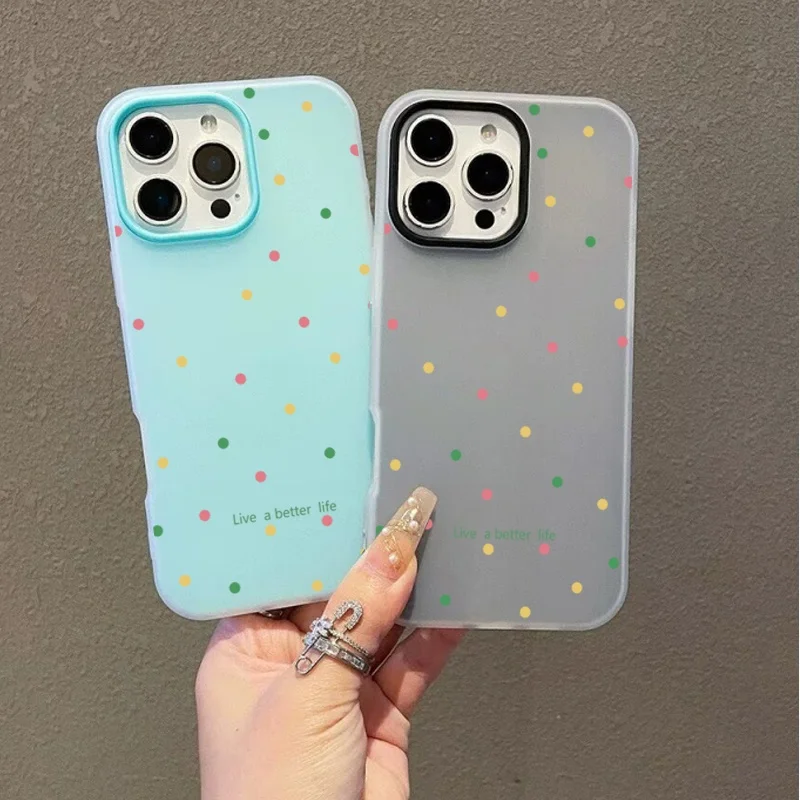 Vibrant Candy Color Jelly Phone Case with Colorful Dots Design