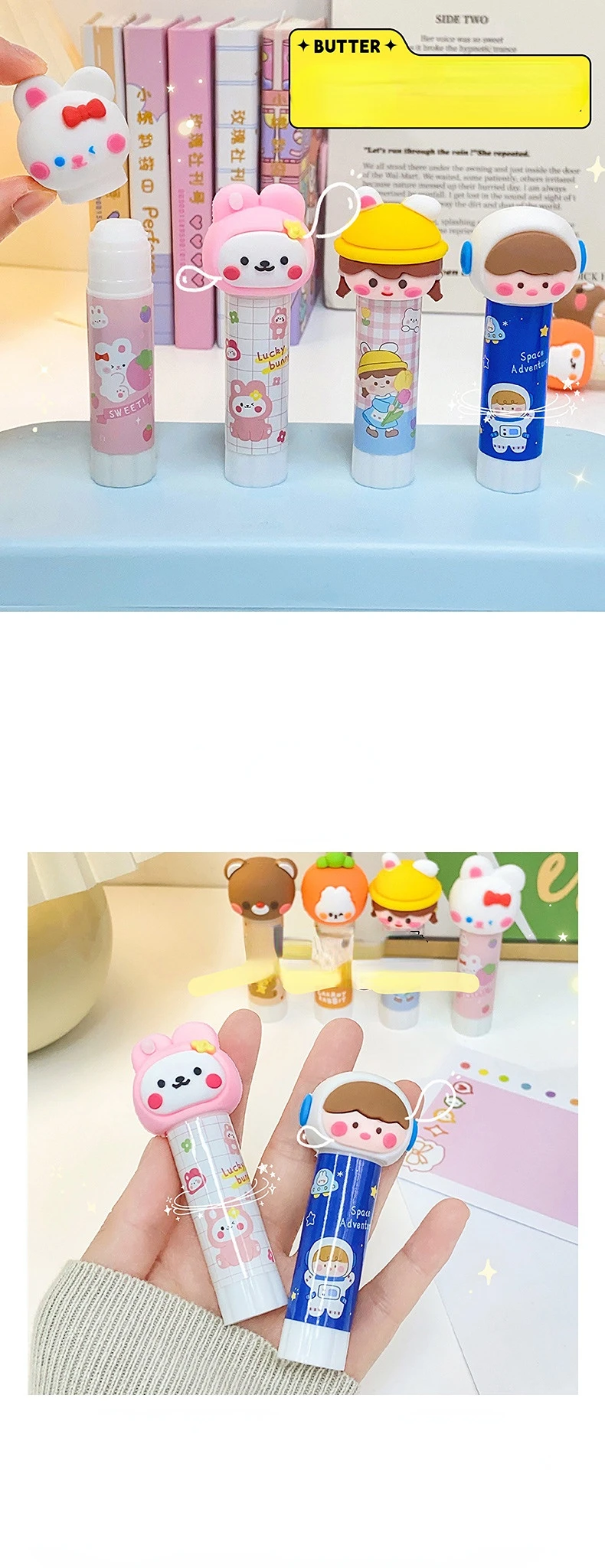  Solid Glues, Kawaii Cartoon Solid Glue Stick Strong Adhesives  for Student Stationery DIY Craft High Viscosity School Supplies (5pcs  Random Pattern) : Arts, Crafts & Sewing