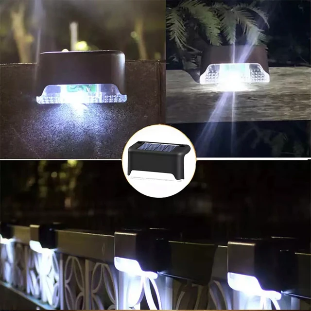 thumbnail image 1 of Luces solares para cubierta, paquete de 12 luces de paso para exteriores, luces solares LED impermeables para barandillas, escaleras, vallas, patios y caminos, 1 of 5