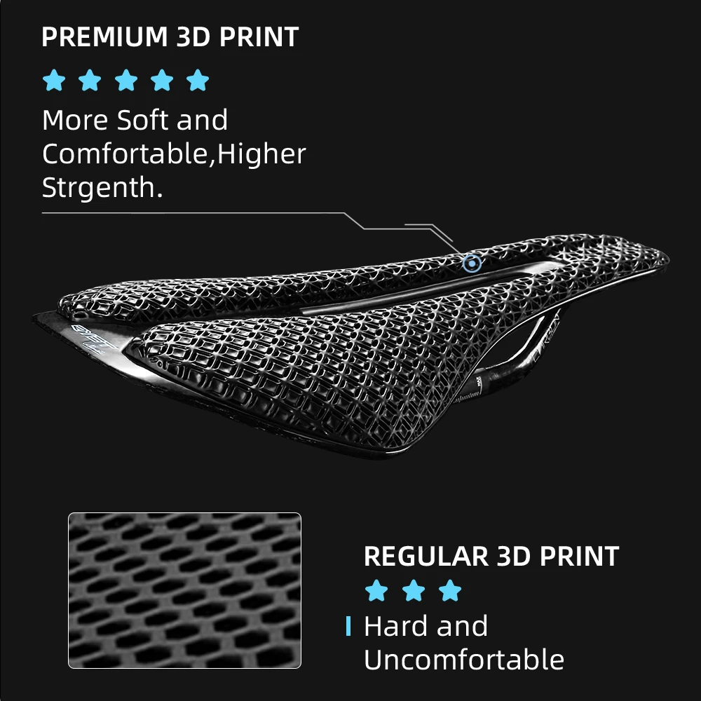 Ryet-フルカーボン自転車サドル 3Dプリント自転車シート グラベルシート ロードシートクッション サイクリングアクセサリー 135mm  143mm Ryet-フルカーボン自転車サドル,3Dプリント自転車シート,グラベル