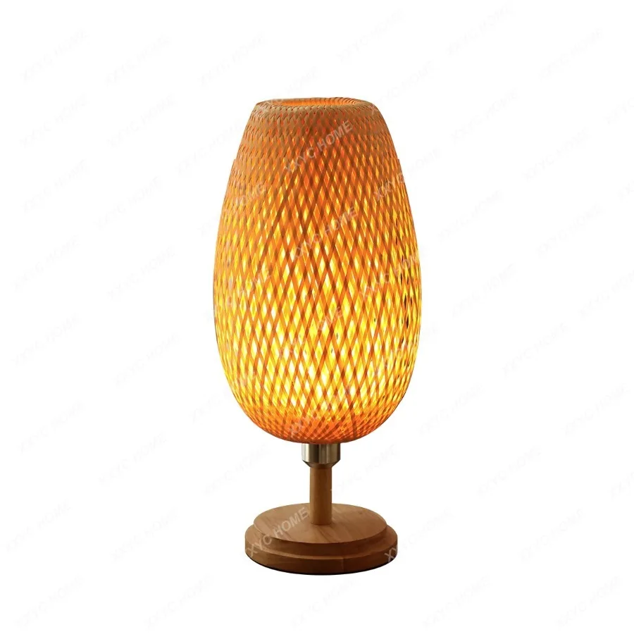 

Bedroom Bedside Lamp Ambience Light Retro New Chinese Rattan Bamboo Lamp