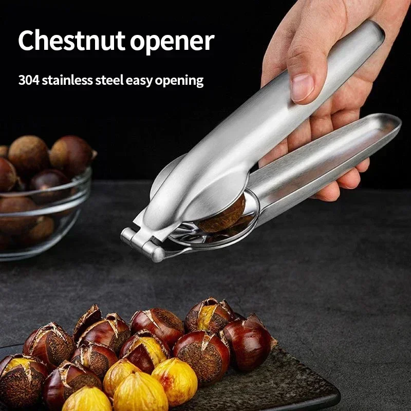 Description Picture 2 of item2in1 Chestnut Machine Kitchen Accessori Stainless Steel Chestnut Cracker Opener Sheath Cutter Metal Nuts Clip Walnut Pliers Tool