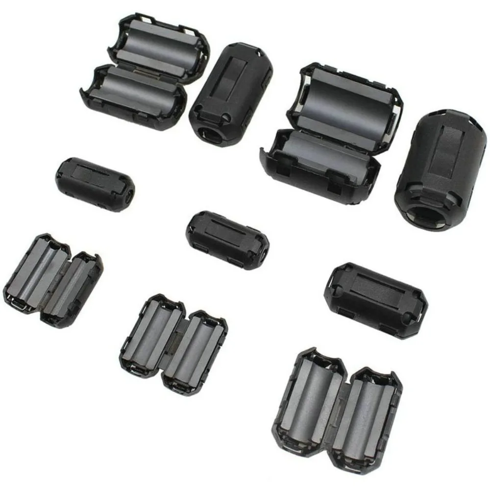 3.5/5/7/9/13mm Cable Connector Snap Type Choke Coil EMI RFI Noise Ring Core Ferrite Bead Clamp Filter Clip Snap Filters Holder cable filter