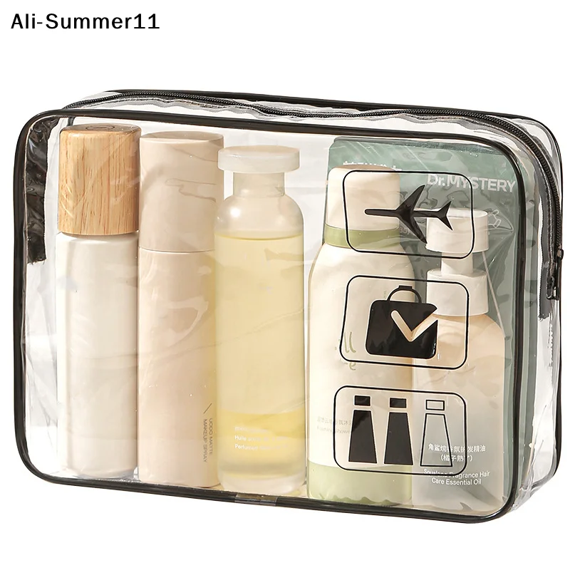 Clear Toiletry Bag Durable PVC Travel Makeup Cosmetic Organizer with Zipper Closure
