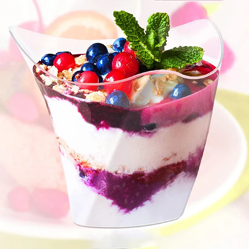 100ML Disposable Plastic Dessert Cups Birthday Transparent Party Ice Cream Home Christmas