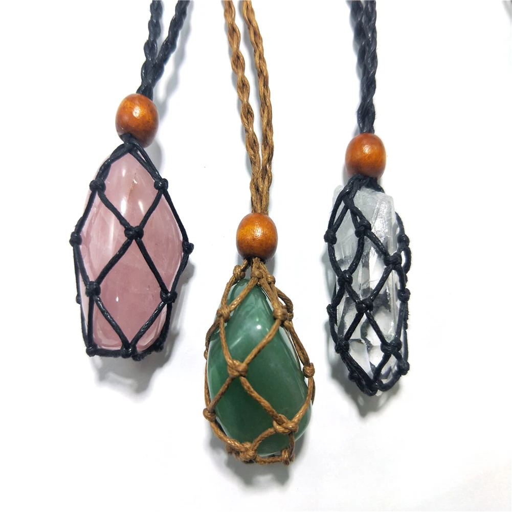 Adjustable DIY Necklace Cords For Pendants Multi-colored Raw Stone Natural  Crystals Healing Stone Net Bag Room Decorations - AliExpress