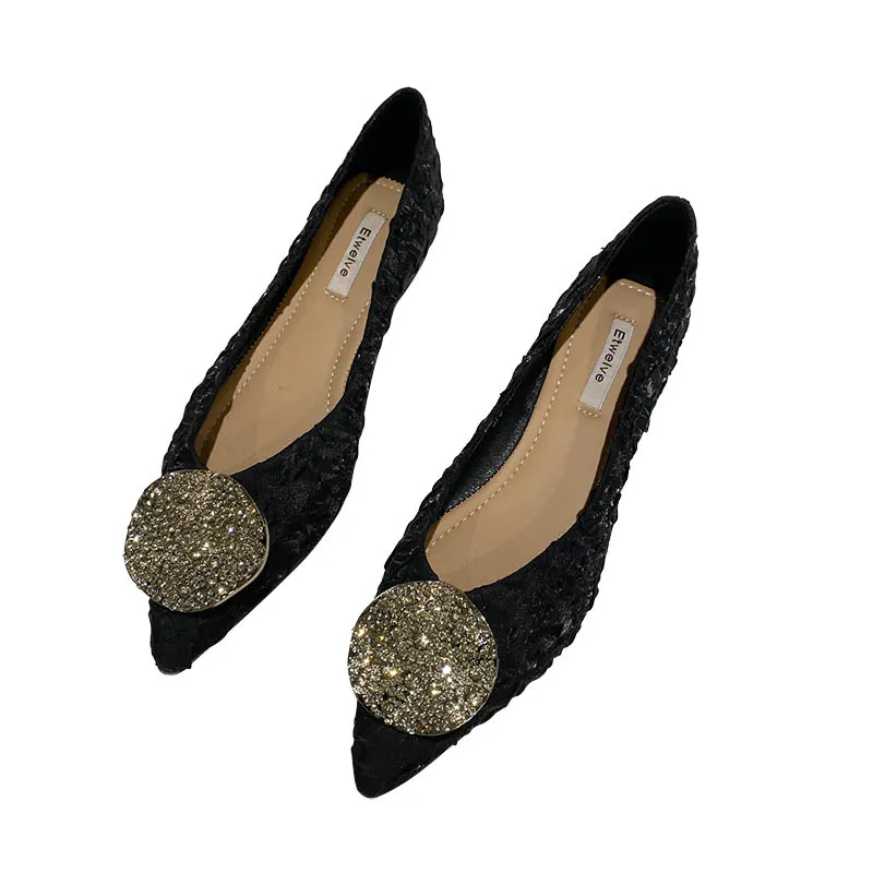 Pointed Flat Shoes Women Black Flats for Women Comfort Zapatos De Mujer Solid Color Simple Fashion Casual Loafers Large Size 45