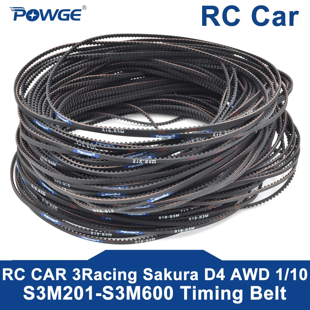 Car Racing Front Timing Belt For POWGE WRC Sakura D4 D3 S3M-255/351/411/447/507/510/513/516/519/522/540/552/750mm