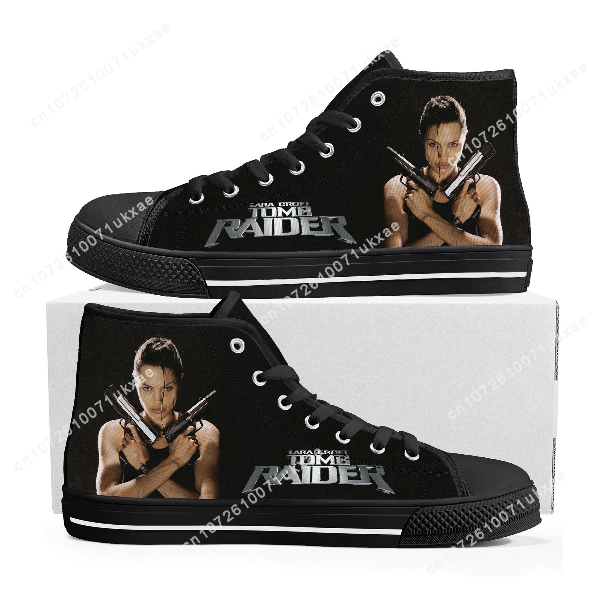 

Lara Croft Tomb Raider High Top Sneakers Mens Womens Teenager Angelina Jolie Canvas Sneaker couple Shoe Casual Custom Made Shoes