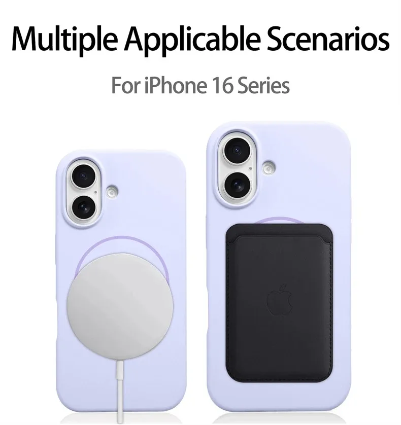 Enhanced Liquid Silicone Magnetic Case with Wireless Charging Support, Slim Soft Cover