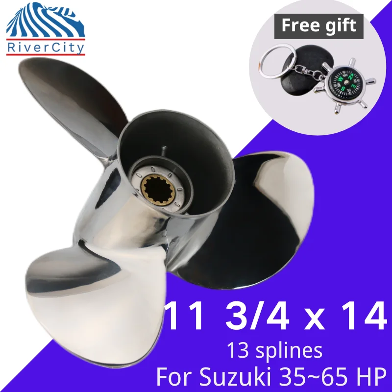 

Boat Propeller 11 3/4x14 For SUZUKI 35hp 40hp 55hp 50hp 60hp 65hp Stainless Steel 3 Blade 13 Tooth Outboard 99105-00500-14P