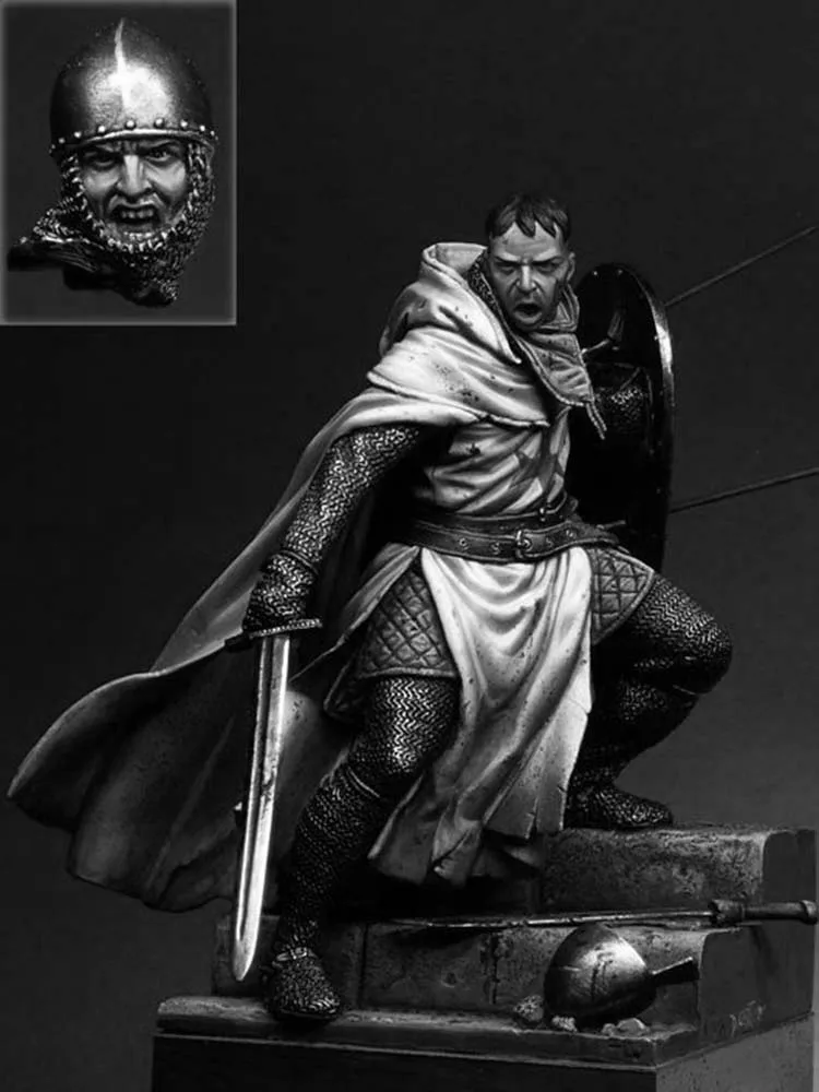 Neuer unmontierter 1:18 90mm Templar Knight XII C. 90mm Resin-Bausatz DIY-Spielzeug Unbemalte Bausätze