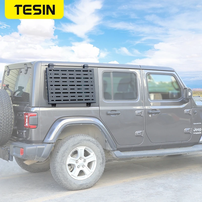 TESIN 지프 랭글러 JL 4도어 2018 2019 2020 2021 2022 2023 2024 2025용 리어 윈도우 글래스 아머 스토리지 랙 자동차 액세서리