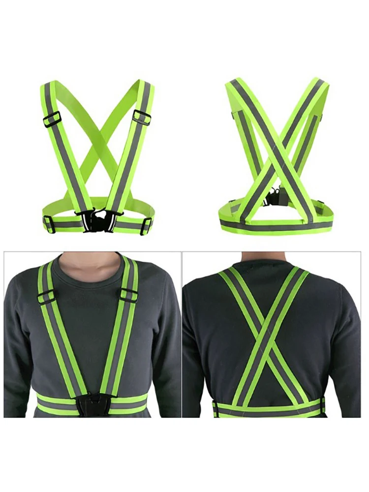 

Reflective Vest Unisex High Visibility Adjustable Safety Vests Elastic Strip Security Traffic Night Working Running Cycling Vest