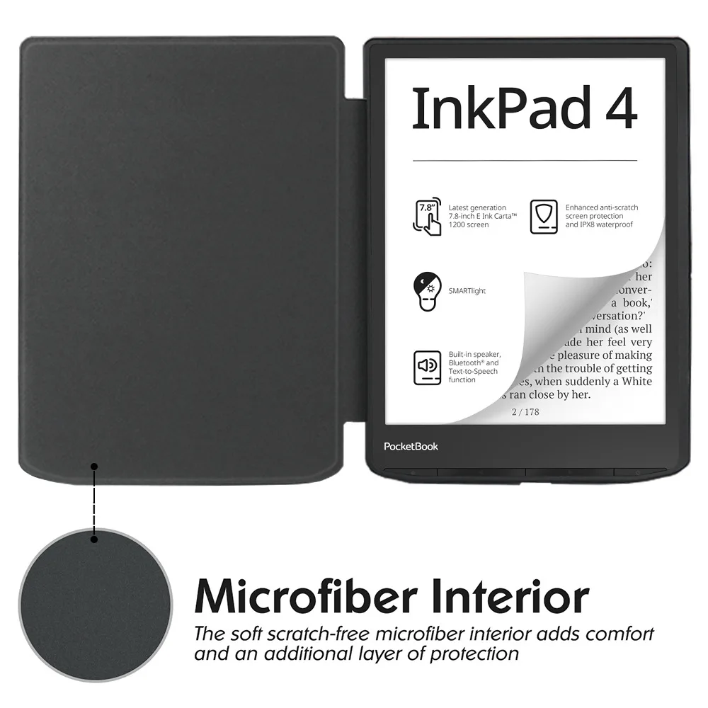 PU Leather Soft Case for PocketBook 743 InkPad Color 2 InkPad 4 7.8'' E-book Reader Cover Auto Sleep Wake PB743