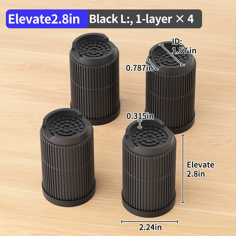 Stackable Non-Slip Furniture Risers with Noise-Reducing Design
