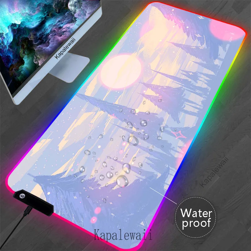 

RGB Landscape Cartoon Mousepad Game Large Mouse Pad Setup Gamer Mouse Mat Waterproof Desk Mats Gaming Table Carpet Pads 90x40cm