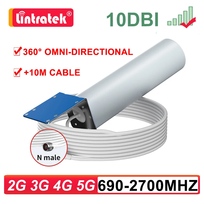 2G 3G 4G 5G LTE GSM 360 ° 안테나 키트, 야외 및 실내, 10M 케이블 액세서리, 핸드폰 셀룰러 증폭기 신호 리피터