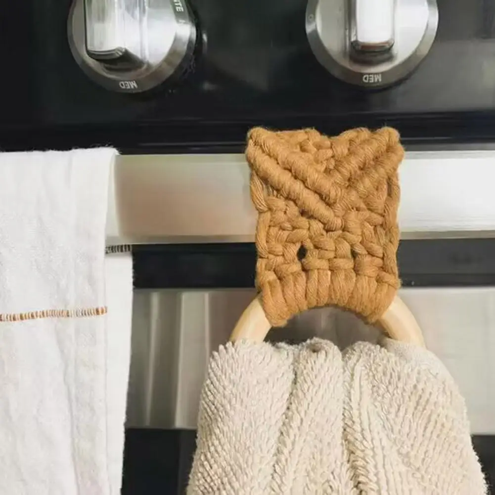 Crochet Towel Ring Towel Clip Dish Ring Easy-to-hang Kitchen Holder for Crochet Hanging Towels Versatile Decorative