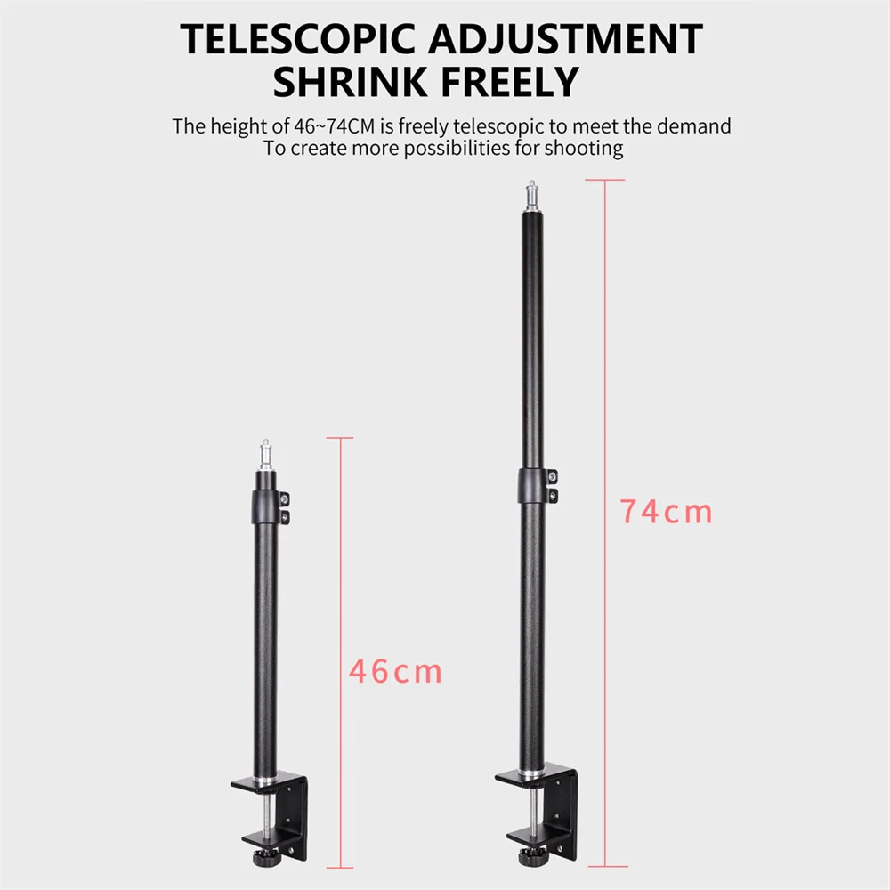 Desk Mount Stand DSLR Camera C Clamp Light Stand Photographic Light Boom With Ball Head for Phone Video Ring Zoom