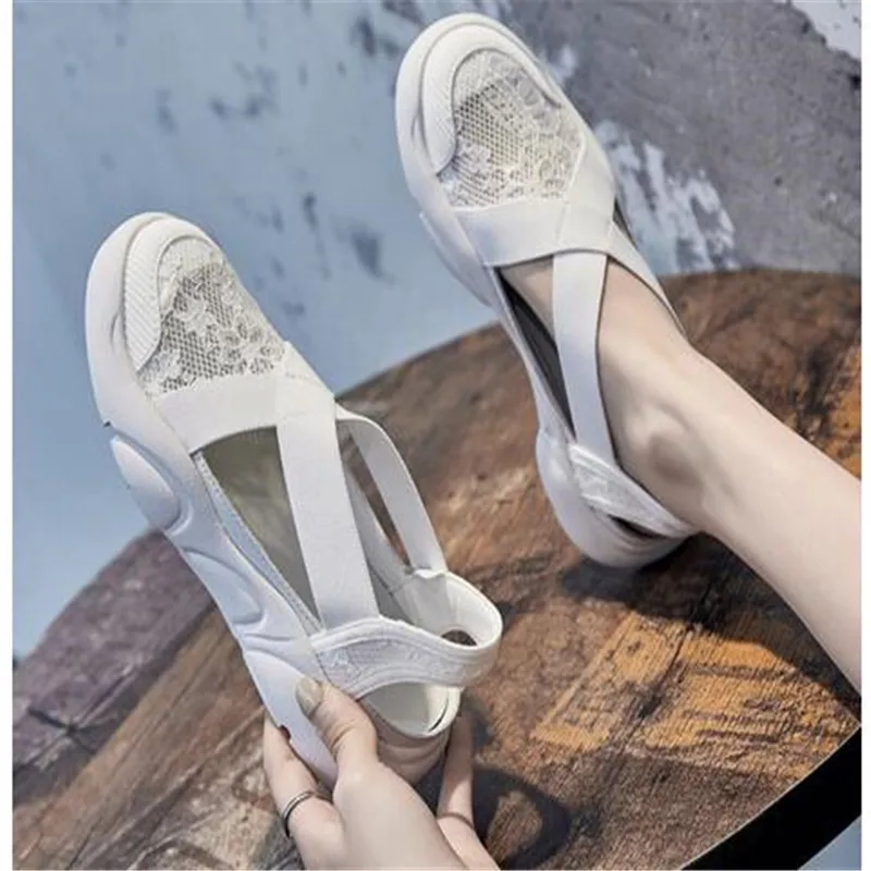 

Tenis Feminino Large Size Fisherman Shoes New Lace Mesh Fairy Flat Student Sports Boottoe Sandal for Women Sneakers Women Tênis