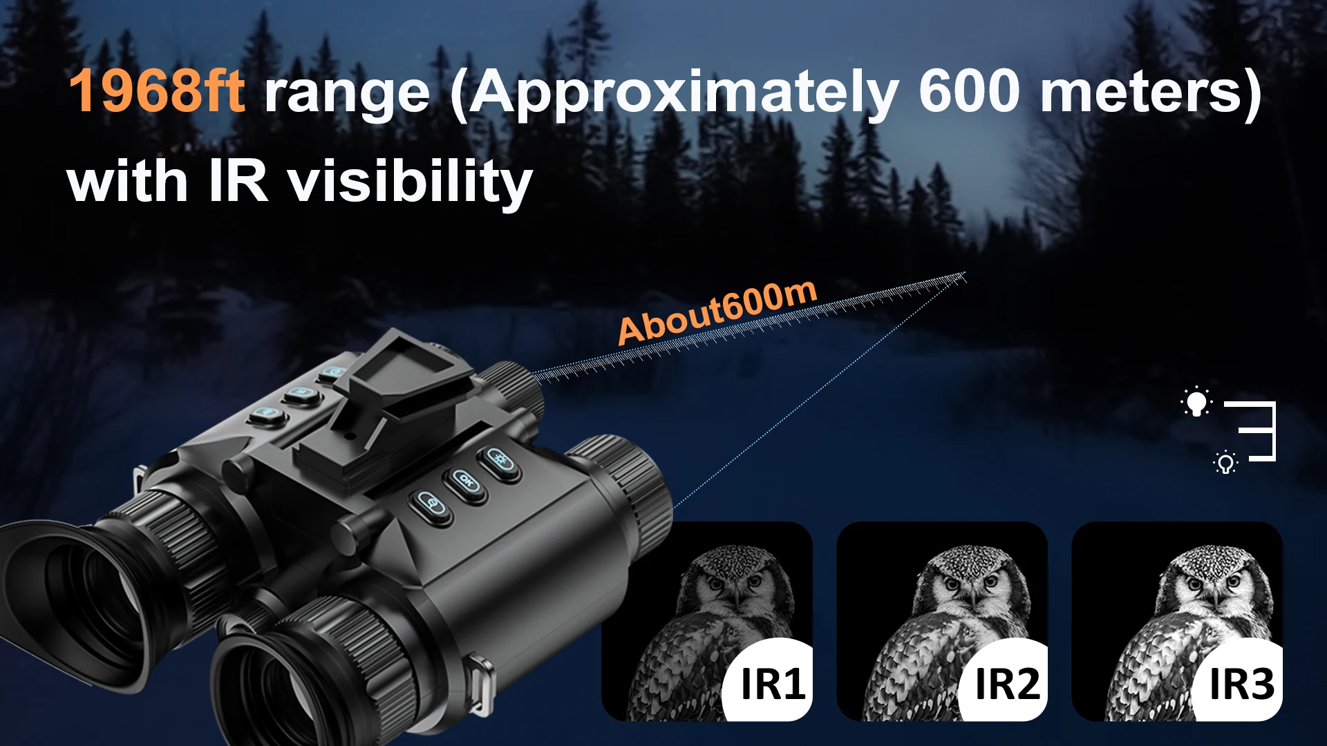 4K Night Vision Goggles 8X Digital Zoom 600m Night Vision Binoculars Head-Mounte