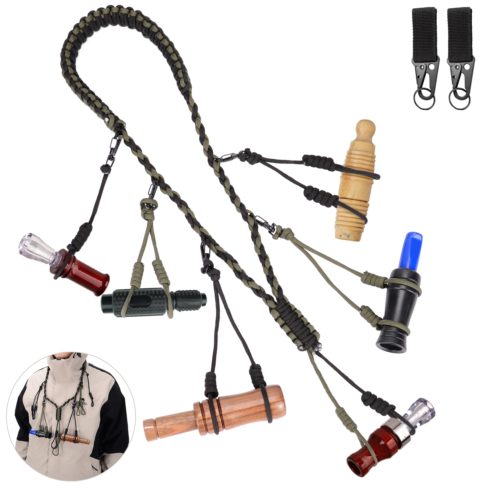 Ideagle Duck Call Lanyard, аксессуары для охоты на утки с удобной шеей, вмещает 11 вызовов, 2 бесплатных брелока