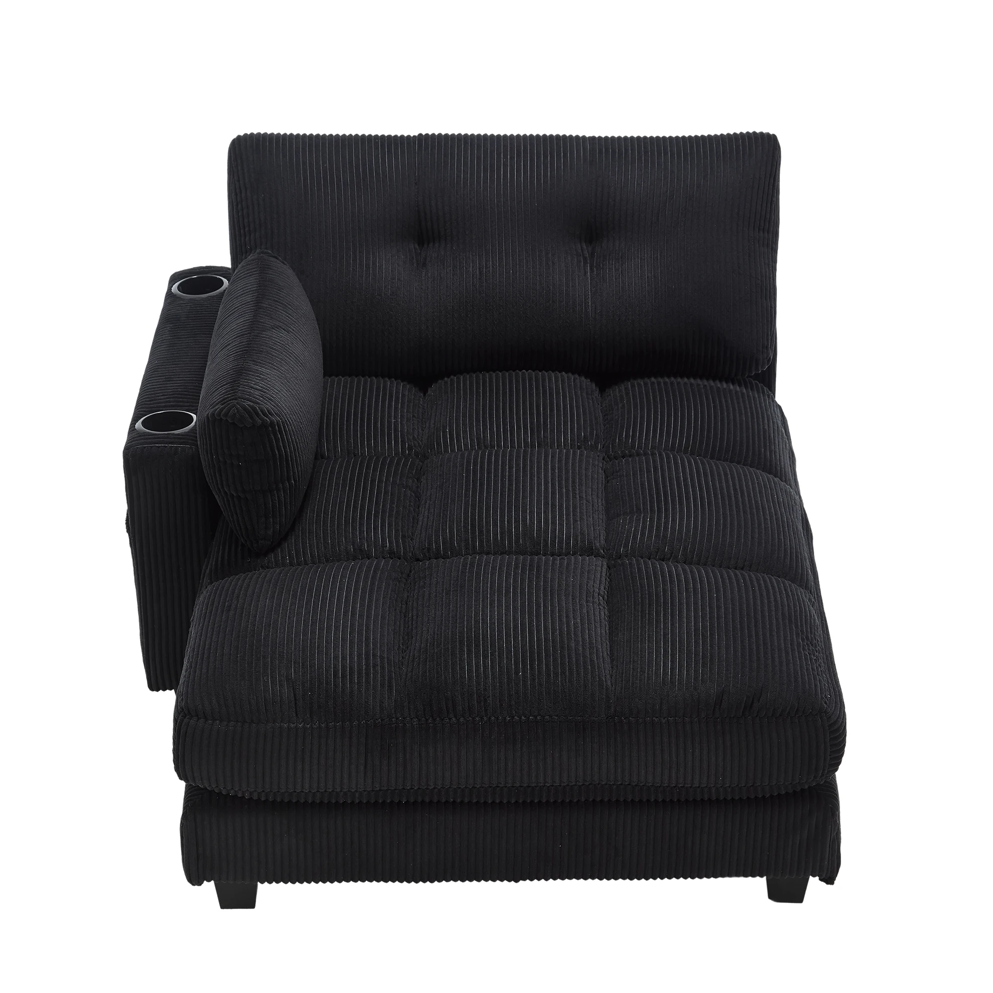 LVHOM Moderner Samt-Loungesessel für das Wohnzimmer mit verstellbaren Armlehnen & Kopfstütze, USB-Anschluss, Getränkehalter und 1 Kissen – Detail 15