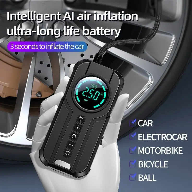 

1 Set Car Air Pump Portable Mini Self Propelled Electric Tire Pump Handheld Wireless Digital Display Charging Pump
