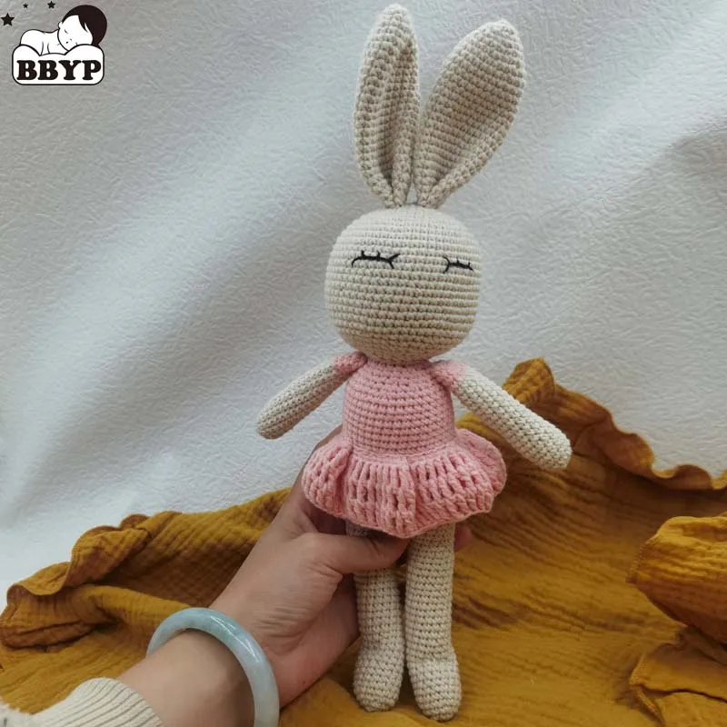Детский вязаный крючком Игрушечный Кролик мягкая хлопковая вязаная Плюшевая Кукла Кролик маленькая милая детская игрушка для новорожденного раннего развития