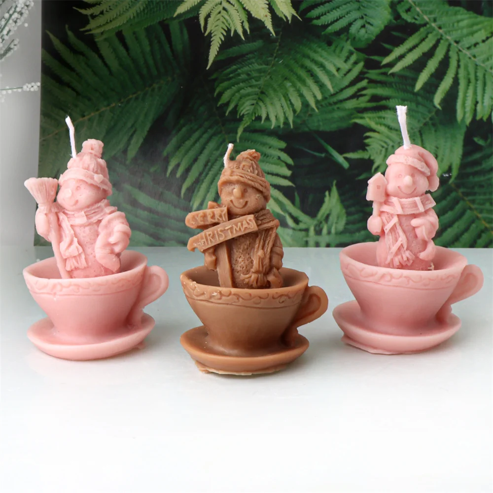 3D Santa Claus Snowman Candle Silicone Mold DIY Cake Making Tool Christmas Decor Gift Scented Candle Plaster Resin Mould