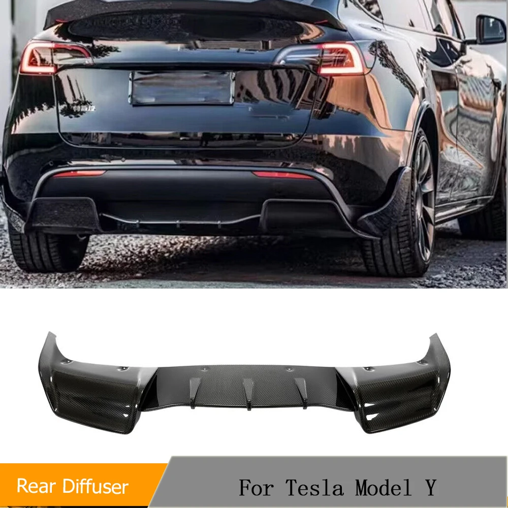 

Автомобильный задний бампер, диффузор, спойлер для губ для Tesla модели Y 2019-2023, сухой Автомобильный задний диффузор из углеродного волокна, спойлер для губ, задний подбородок