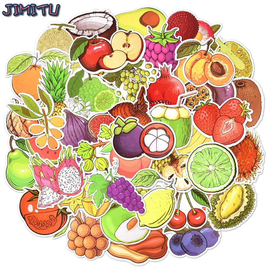 50PCS Fruit Stickers Aesthetic Cartoon Kids Sticker Kawaii Decals DIY Laptop Guitar Bike Skateboard Suitcase Fridge Water Bottle the office stickers 50pcs us tv show sticker scrapbooking stickers for notebook water bottle suitcase laptop phone guitar car