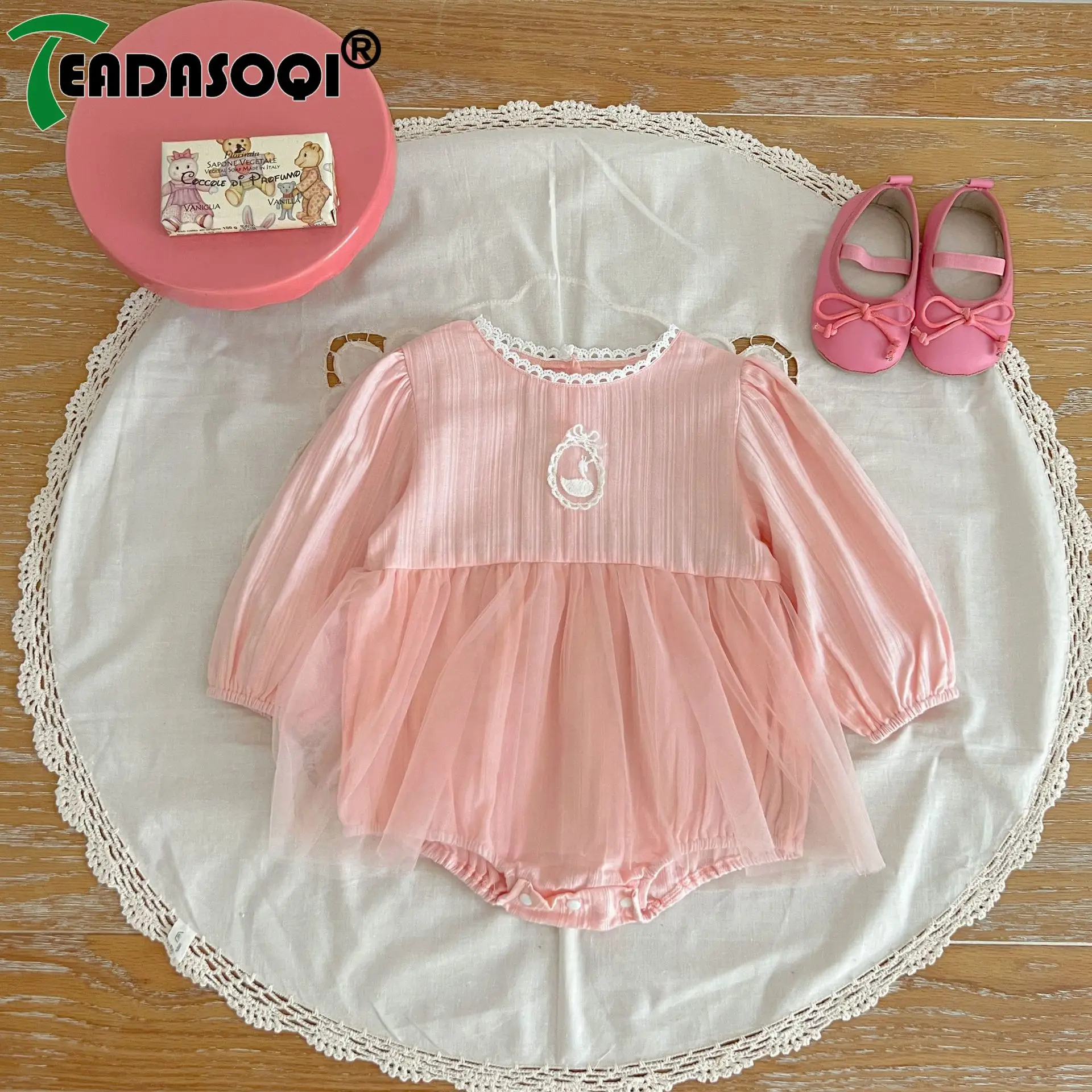 

2023 Autumn/Spring Newborn Baby Girls Mesh Cotton Jumpsuits: Full Sleeve Infant Kids Cute One-piece Toddler Clothing Bodysuits