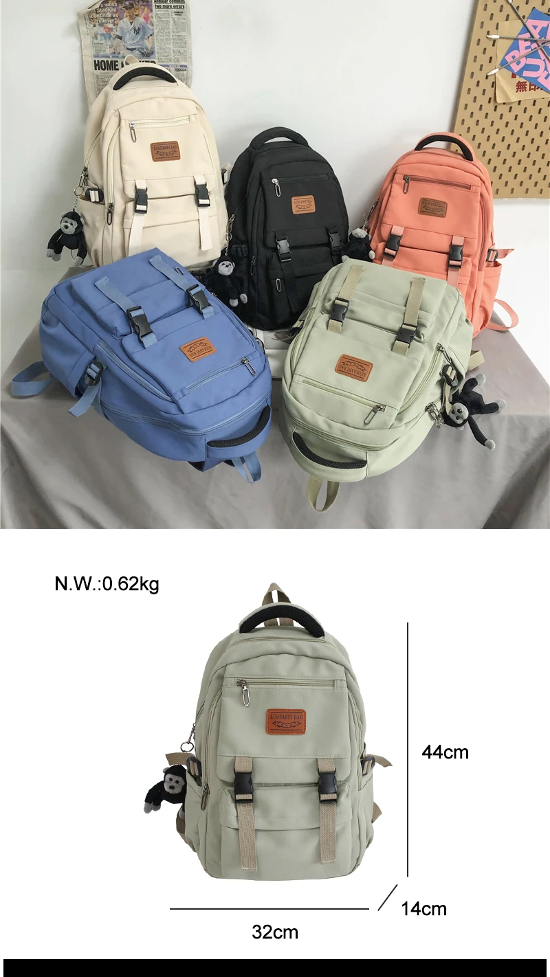 Korean new nylon Women's Backpack large-capacity fashion travel bag ULzzang Harajuku couple Schoolbag Y2K Backpack for Teenager