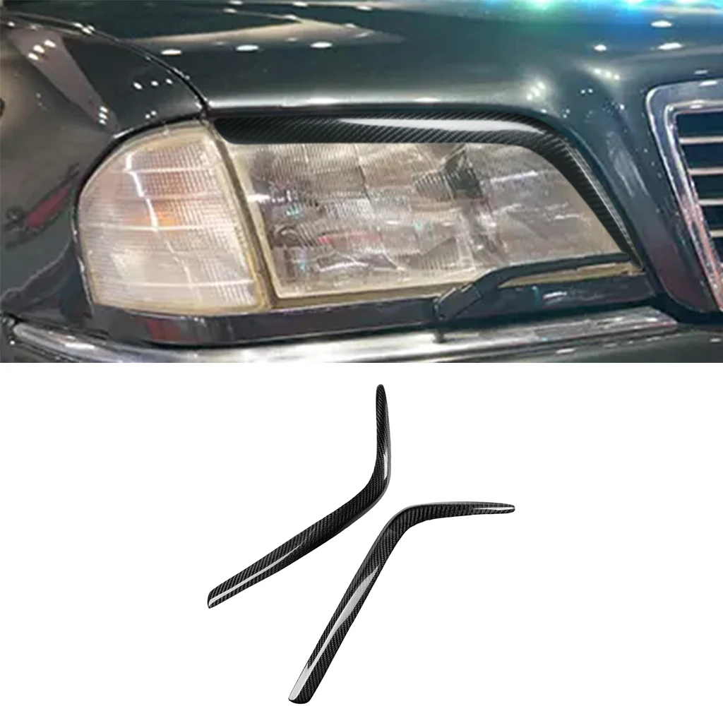 

1pair Carbon Fiber Car Headlights Eyebrow Eyelids Trim Cover For Mercedes-Benz W202 C-Class C180 C220 C240 C280 C36 1994-2000