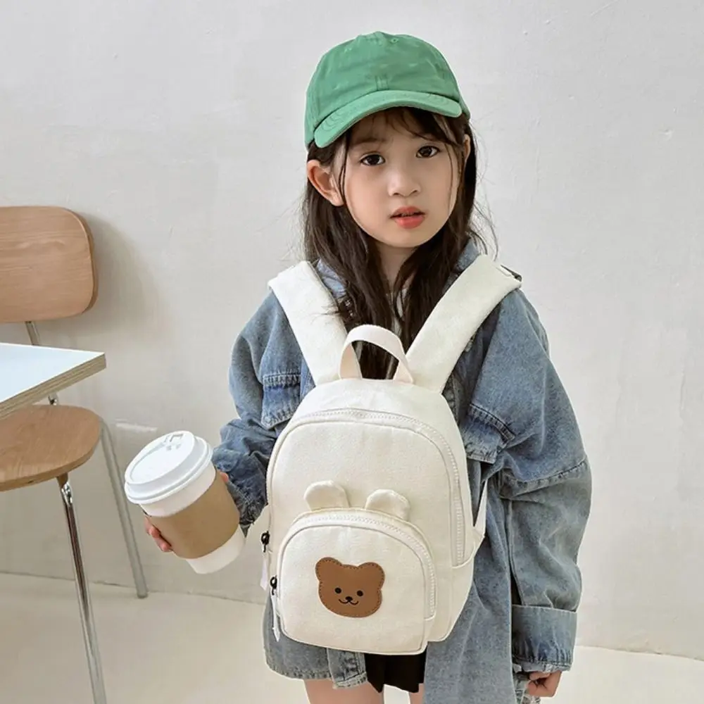 Shoulder Bag Korean Kindergarten Schoolbag Canvas Cartoon Bear Children's Handbags Adjustable Kids Backpack for Teenager