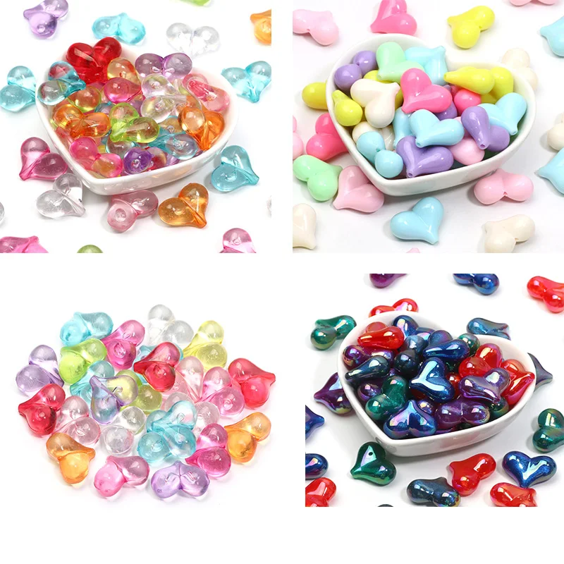 

3styles 10Pcs Mixed Color Acrylic Beads Heart Loose Spacer Beads For Needlework Diy Jewelry Making Bracelet Necklace Accessories