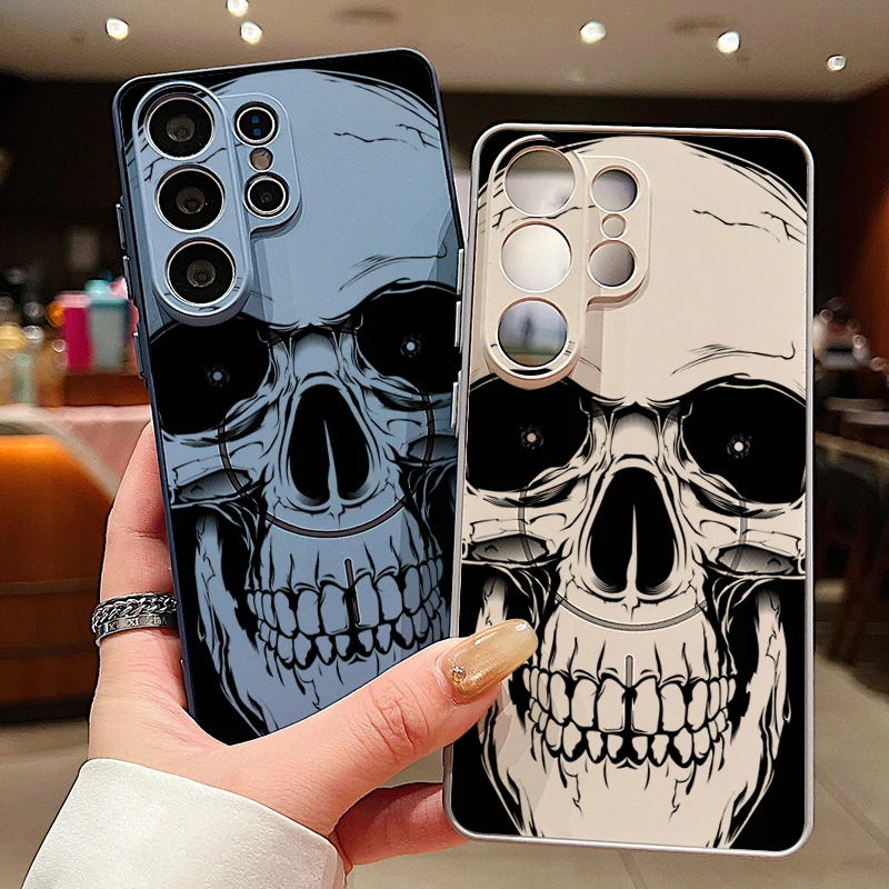 Human Skull Print Magnetic Phone Case Cover – Stylish and Durable Protection