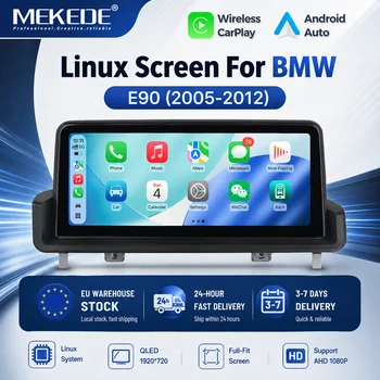 Pantalla MEKEDE CarPlay para BMW Serie 3 E90 E91 E92 E93 2005-2012, Radio Estéreo Multimedia Linux QLED 1920x720 con Pantalla Táctil, CarPlay Inalámbrico y con Cable, Compatible con Android Auto 1